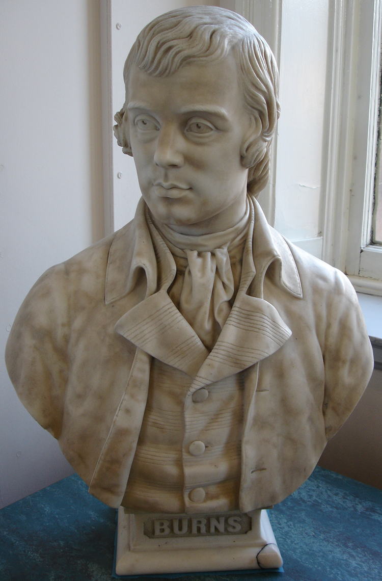 Amelia R. Hill’s marble bust of Robert Burns in Ayr’s Carnegie Library.